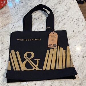 Barnes & Noble Black Tote with Gold Design